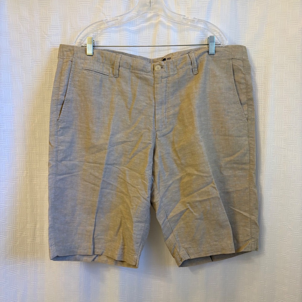 Gap Mens Linen Cotton Blend 12" Shorts Tan Khaki Flat Front Chino‎ Size 40